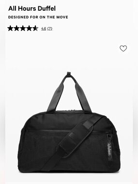 lululemon athletica Black Travel Duffel with Mesh Pocket